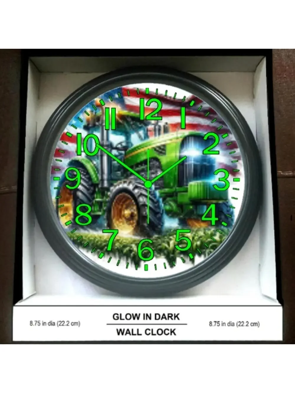 John Deere Tractor Farming  Glow In the Dark Wall Clock New!